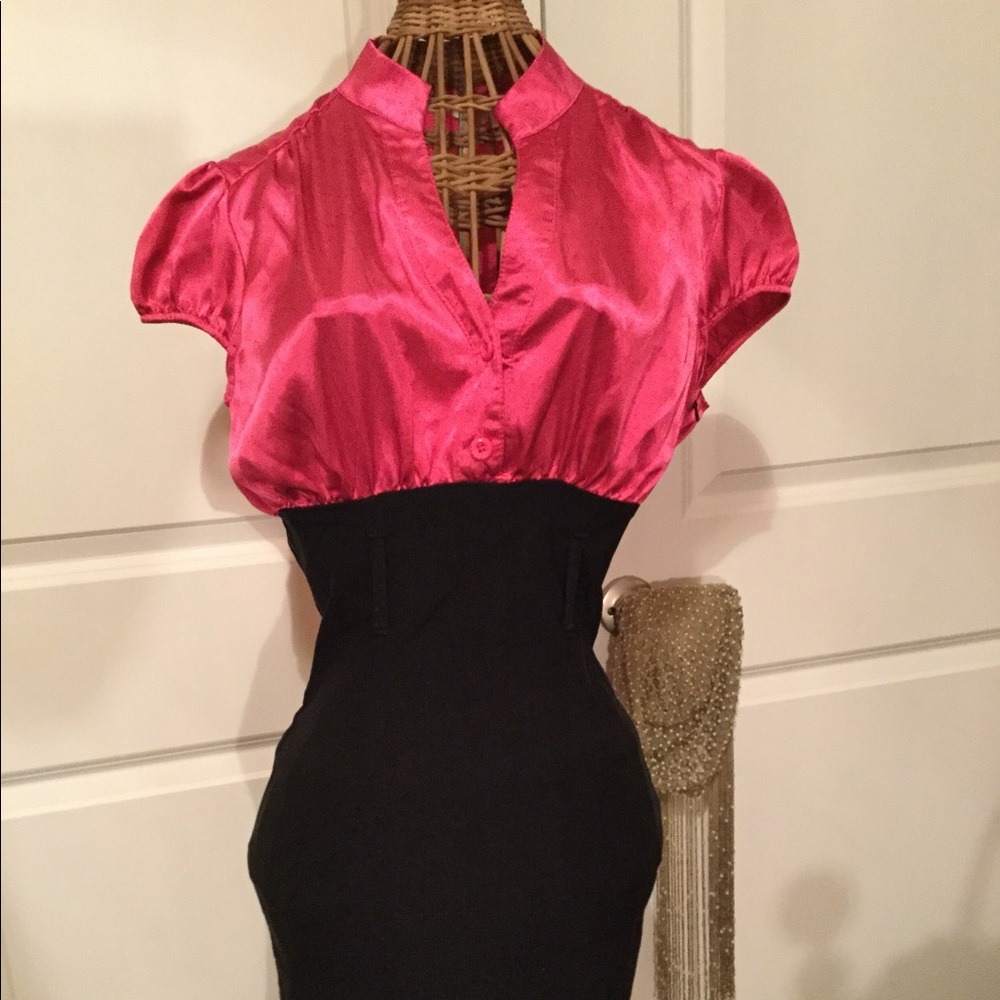 Vintage 1980’s Zora Pink and Black Dress M